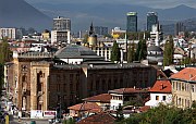 View of Sarajevo from the east, with the National Library in the foreground